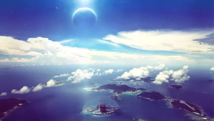 Stargate Stargate Atlantis island water Sci Fi landscape HD Desktop Wallpaper | Background Image