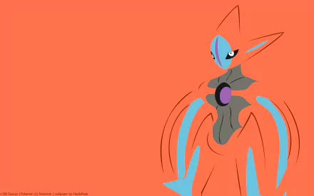 HD desktop wallpaper featuring the Pokémon Deoxys in a dynamic pose against an orange background.