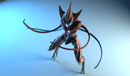 HD desktop wallpaper featuring the Pokémon Deoxys in a dynamic pose with a blue background.