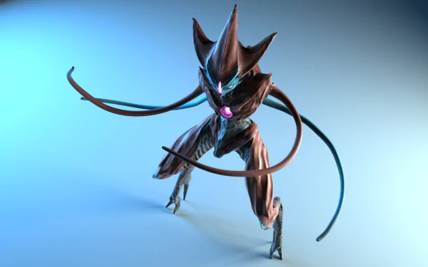 HD desktop wallpaper featuring the Pokémon Deoxys in a dynamic pose with a blue background.