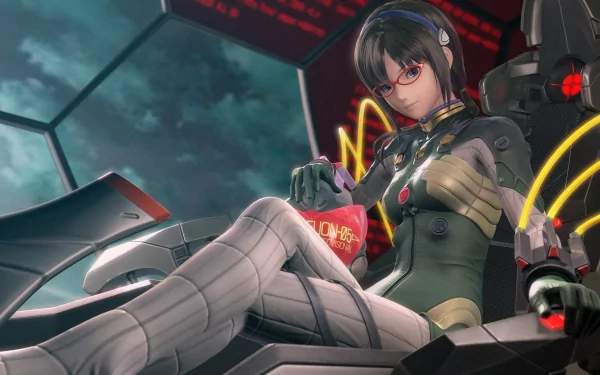 CGI depiction of Mari Makinami Illustrious from Evangelion: 2.0 You Can (Not) Advance, featuring a cute anime aesthetic. High-definition wallpaper showcasing a futuristic setting.
