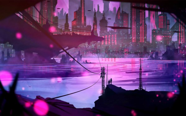 Sci Fi City Building Lake Light Futuristic City HD Wallpaper | Background Image