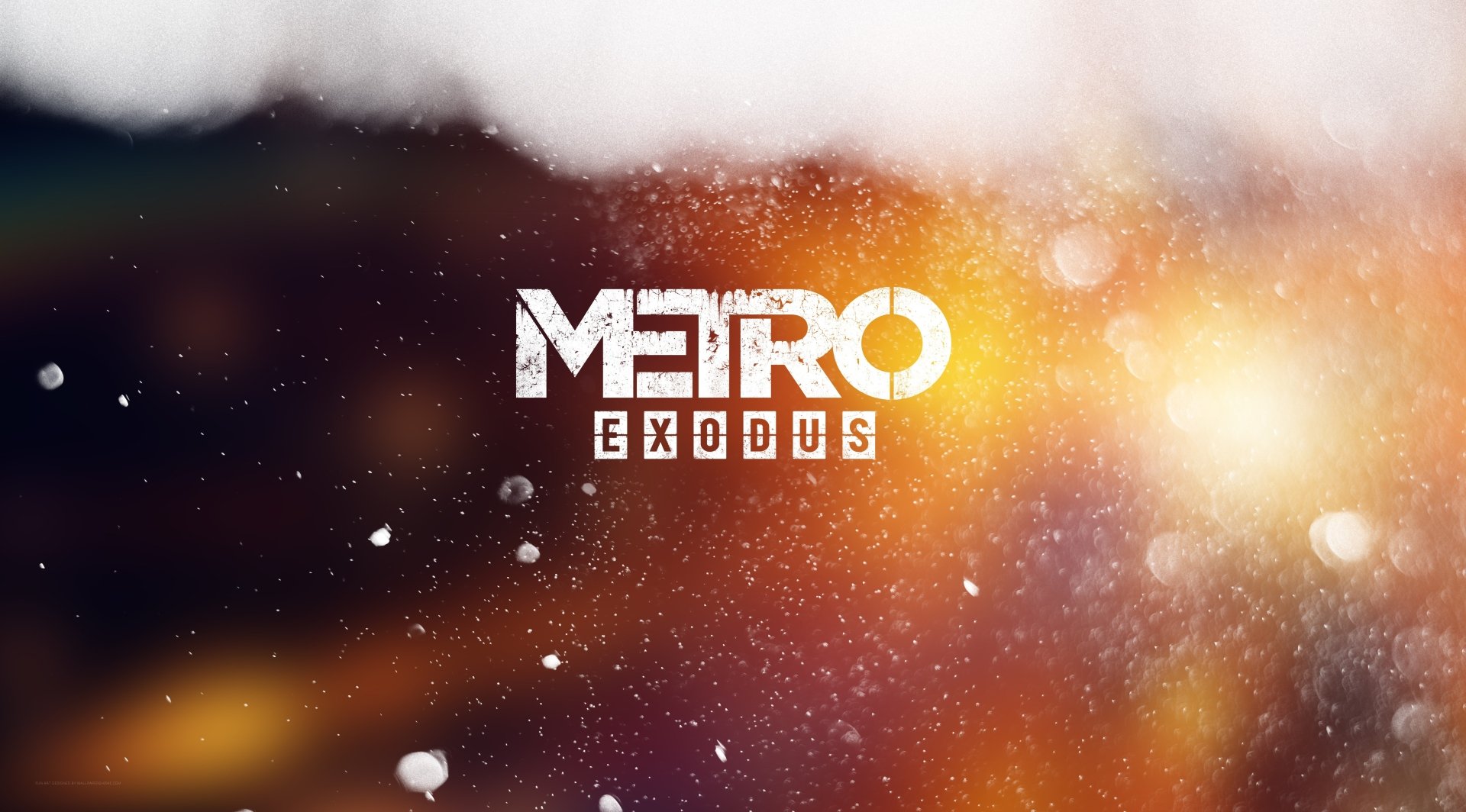 Metro Exodus logo displayed with a vibrant, blurred background in stunning 8K Ultra HD, designed as a PC desktop wallpaper and background for the video game.
