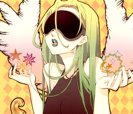 long hair wings lipstick mask blonde Anime Original HD Desktop Wallpaper | Background Image
