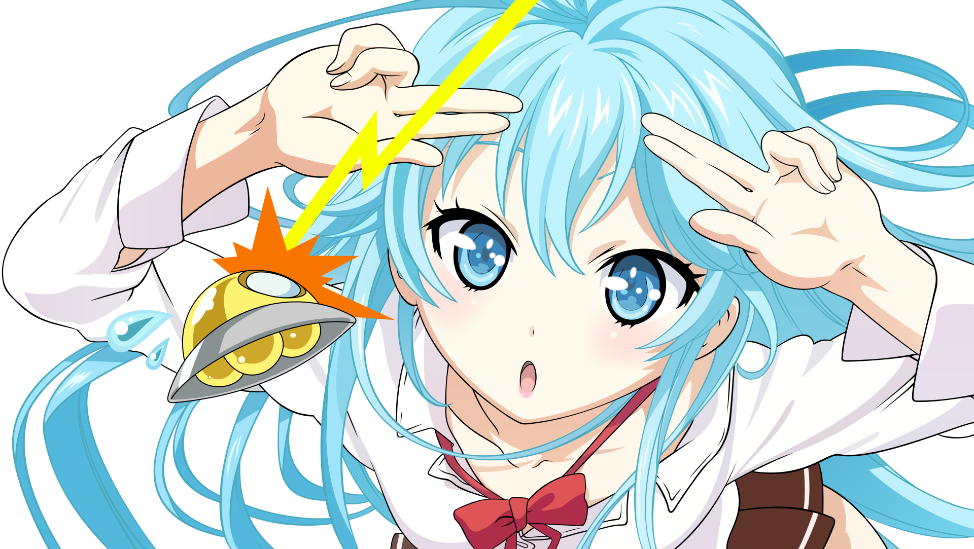 Erio Touwa from Denpa Onna to Seishun Otoko anime, depicted in vibrant 8K Ultra HD desktop wallpaper with dynamic pose and detailed blue hair.