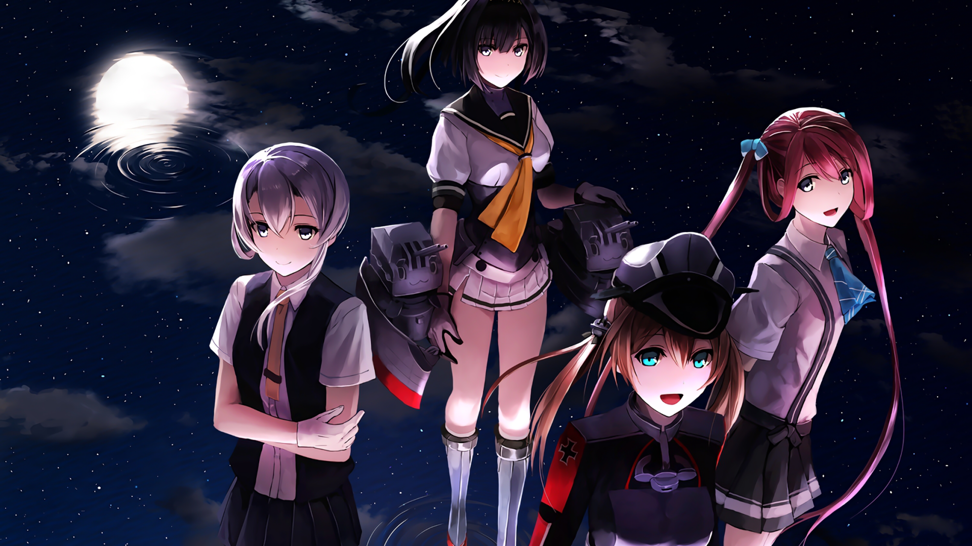 Download Prinz Eugen (Kancolle) Nowaki (Kancolle) Asagumo (Kancolle) Akizuki (Kancolle) Anime Kantai Collection HD Wallpaper