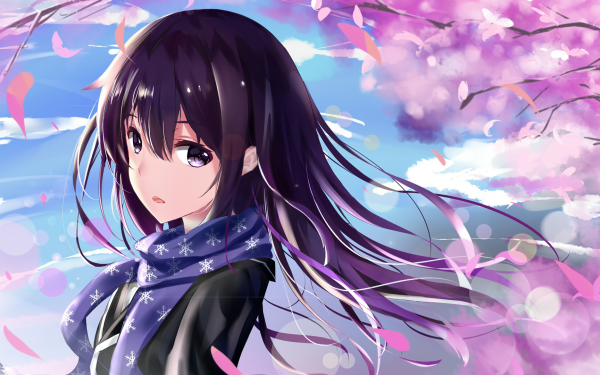 Anime My Teen Romantic Comedy SNAFU Yukino Yukinoshita Blossom Purple Hair Long Hair Scarf Purple Eyes HD Wallpaper | Background Image