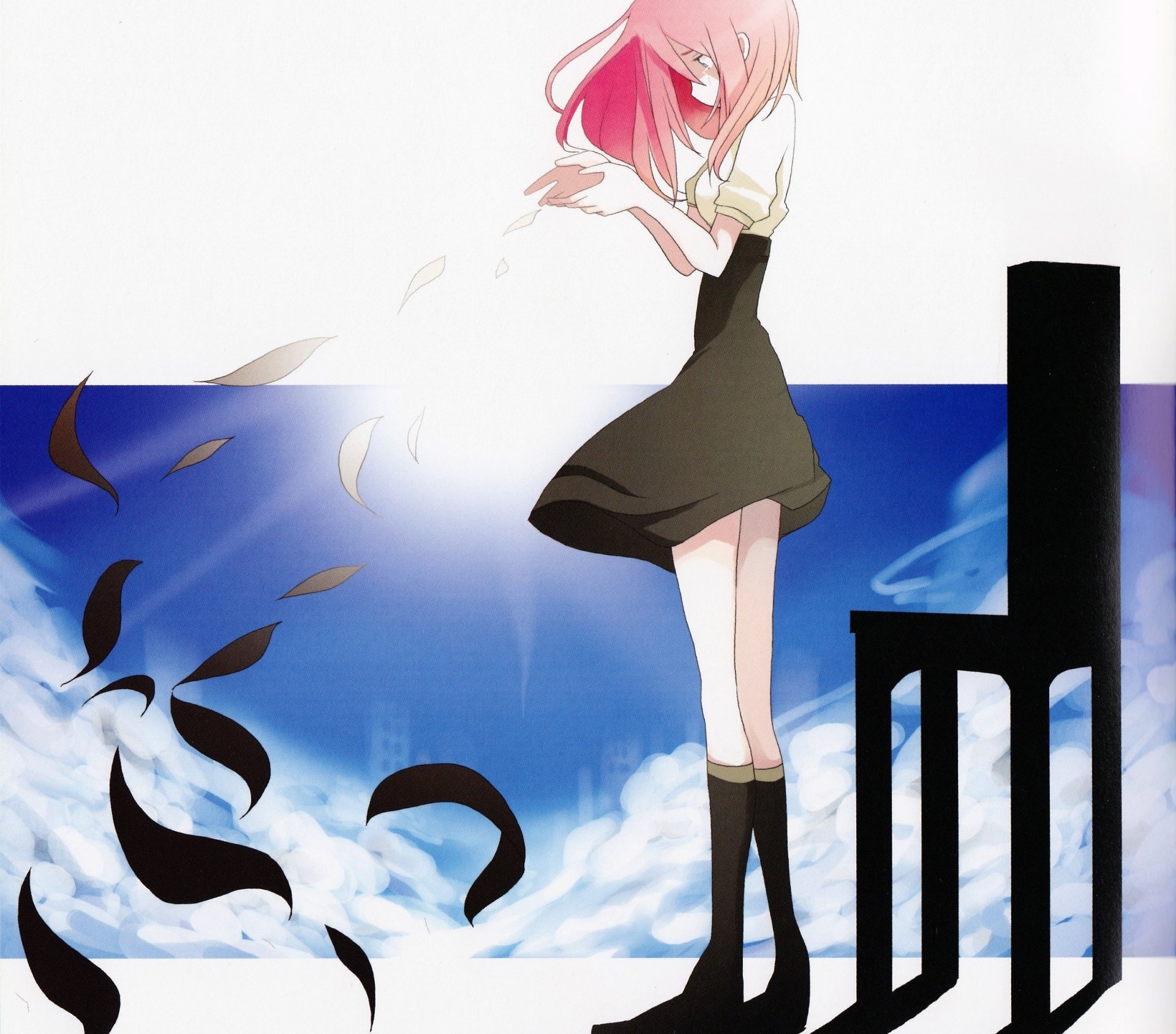 Download Tears Sky Petal Long Hair Pink Hair Anime Original Sky Anime HD Wallpaper by TNSK