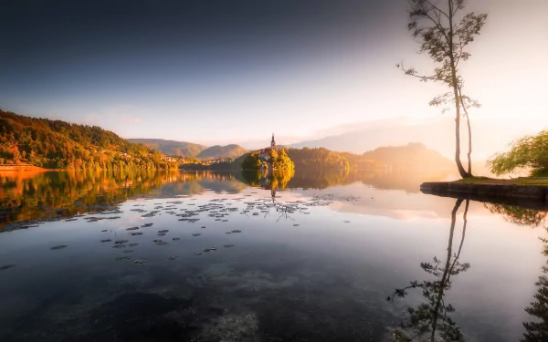 reflection lake church lake bled religious Assumption of Mary Church HD Desktop Wallpaper | Background Image