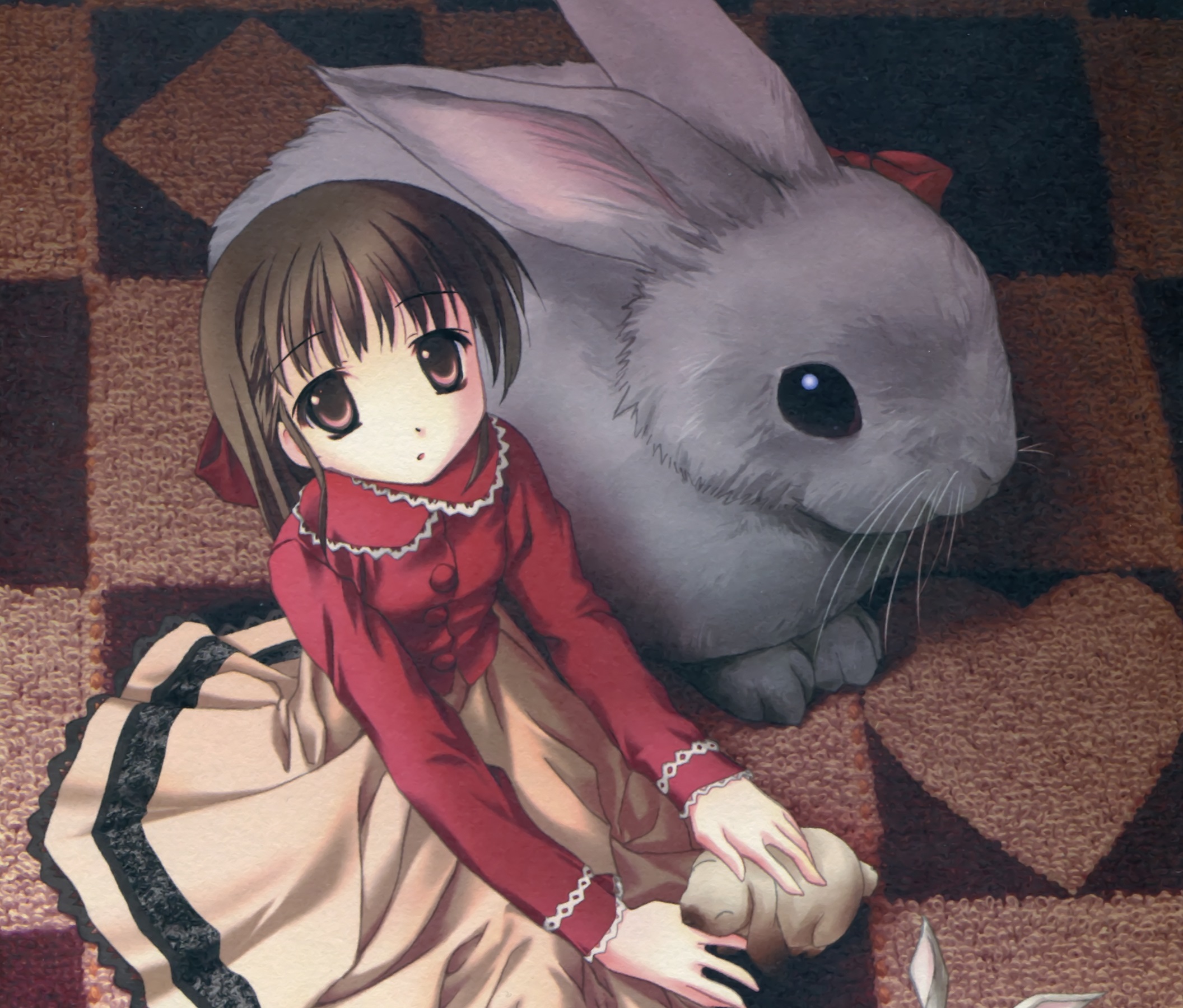 Download Bow (Clothing) Brown Eyes Brown Hair Short Hair Rabbit Anime ...