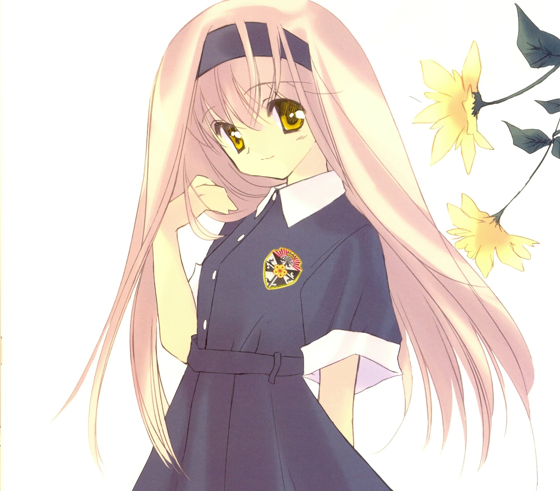 Download Blush Flower Yellow Eyes Blonde Long Hair Anime Original HD ...