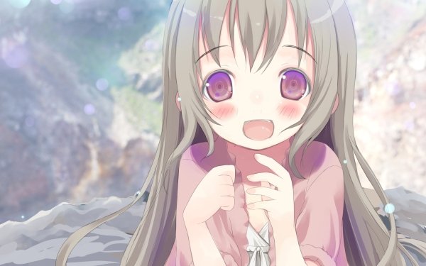 Anime Original Smile Long Hair Purple Eyes Blush Grey Hair Coat HD Wallpaper | Background Image