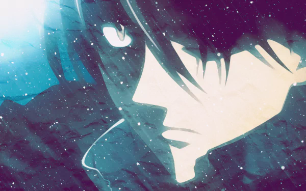 Close-up anime-style portrait from Highschool Of The Dead, featuring a character with dark hair and a serious expression against a starry, atmospheric background.