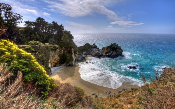 Earth Beach Seascape Ocean Pacific Ocean California Coast Horizon HD Wallpaper | Background Image