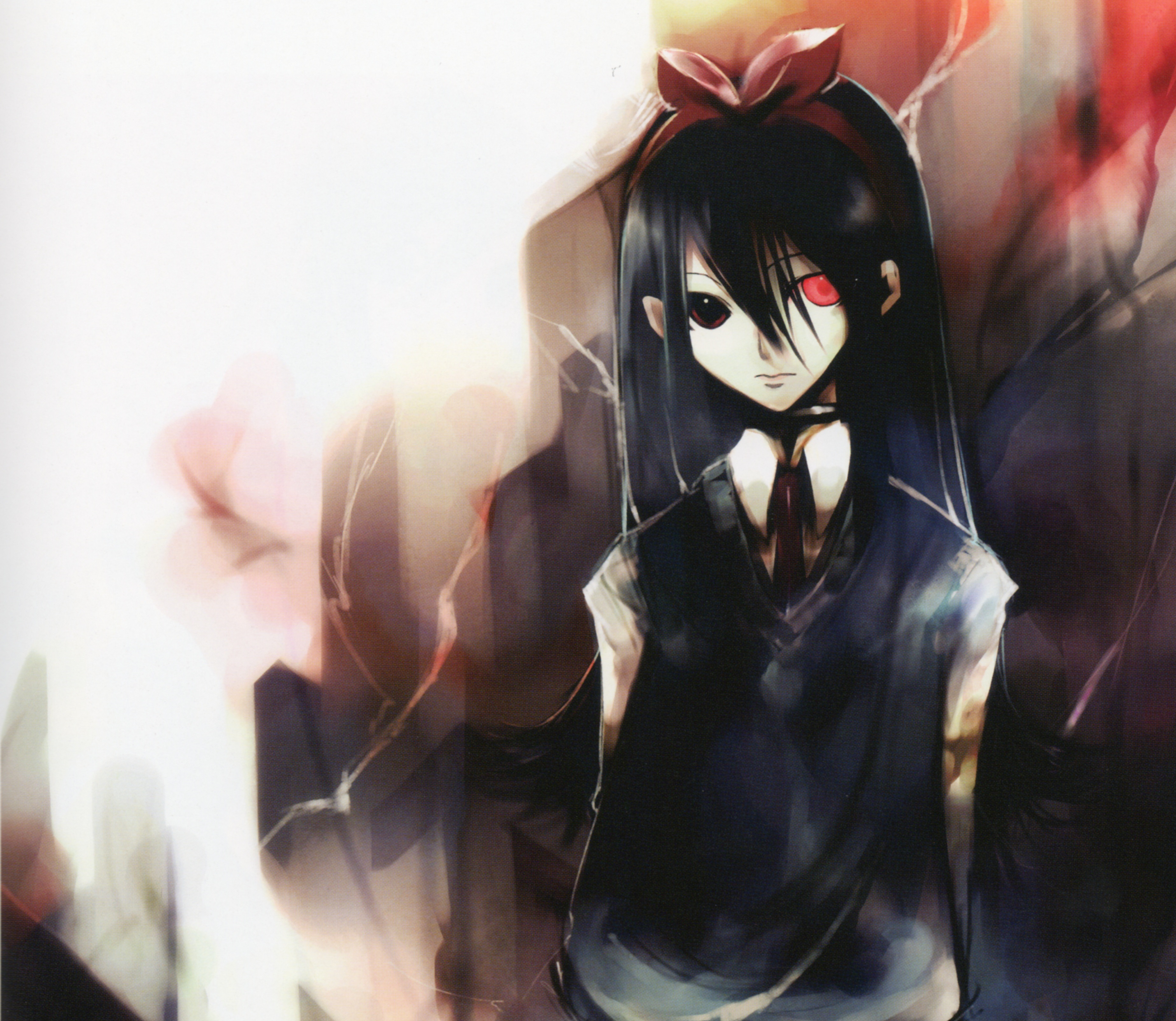 Download Tie Heterochromia Black Hair Long Hair Anime Original HD ...