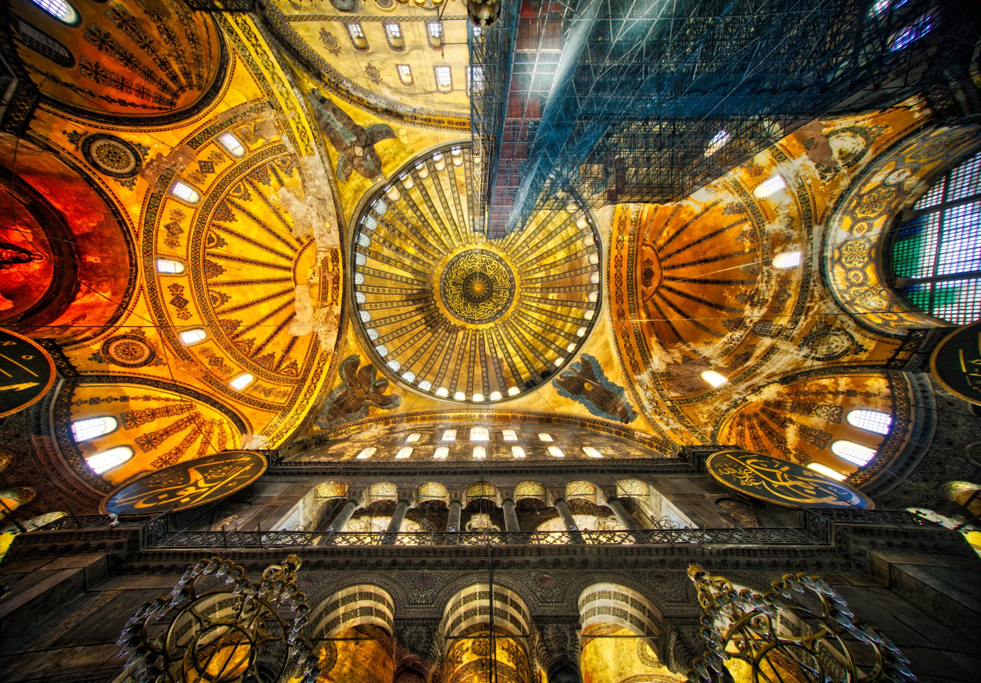 Download Dome Istanbul Columns Ceiling Religious Hagia Sophia 4k Ultra HD Wallpaper
