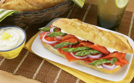 asparagus fish food sandwich HD Desktop Wallpaper | Background Image