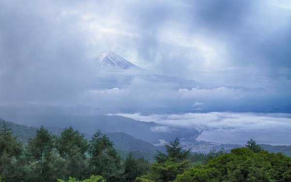 Nature Mount Fuji Volcanoes Volcano Japan Cloud Fog Forest HD Wallpaper | Background Image