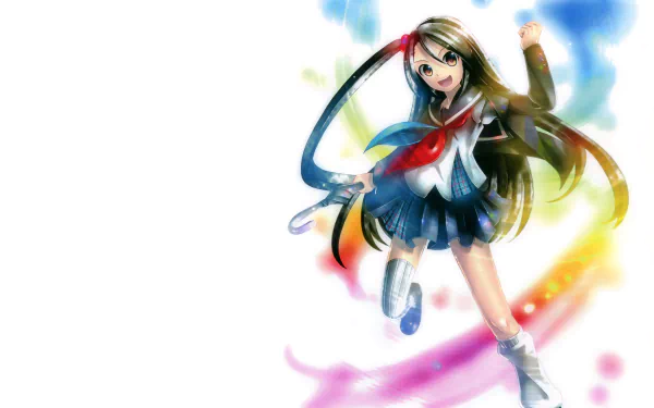 umbrella brown eyes smile black hair long hair Anime Original HD Desktop Wallpaper | Background Image