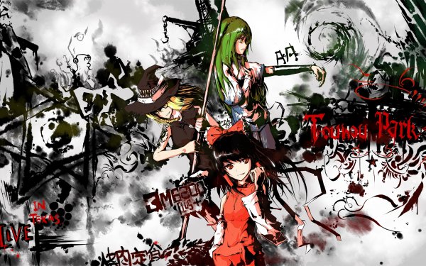 Anime Touhou Reimu Hakurei Marisa Kirisame Sanae Kochiya HD Wallpaper | Background Image