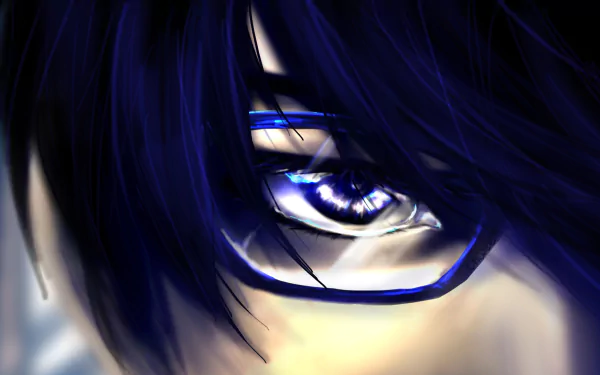 HD desktop wallpaper featuring an intense close-up of an eye from the anime Zankyou No Terror, detailed with rich colors and intricate details around the glasses.
