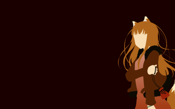 Anime Spice and Wolf Holo Brown Hair Tail Long Hair Animal Ears Minimalist HD Wallpaper | Background Image