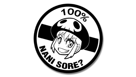 Black and white HD PC desktop wallpaper featuring Nonon Jakuzure from the anime Kill La Kill with the text 100% Nani Sore? in a circular design.