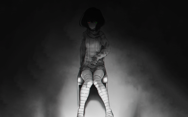 Anime Another Mei Misaki Chair Thigh Highs Sweater Heterochromia Fondo de pantalla HD | Fondo de Escritorio