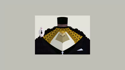 HD PC desktop wallpaper featuring Rob Lucci from the anime One Piece in a stylized, minimalist art style wearing a top hat and coat.