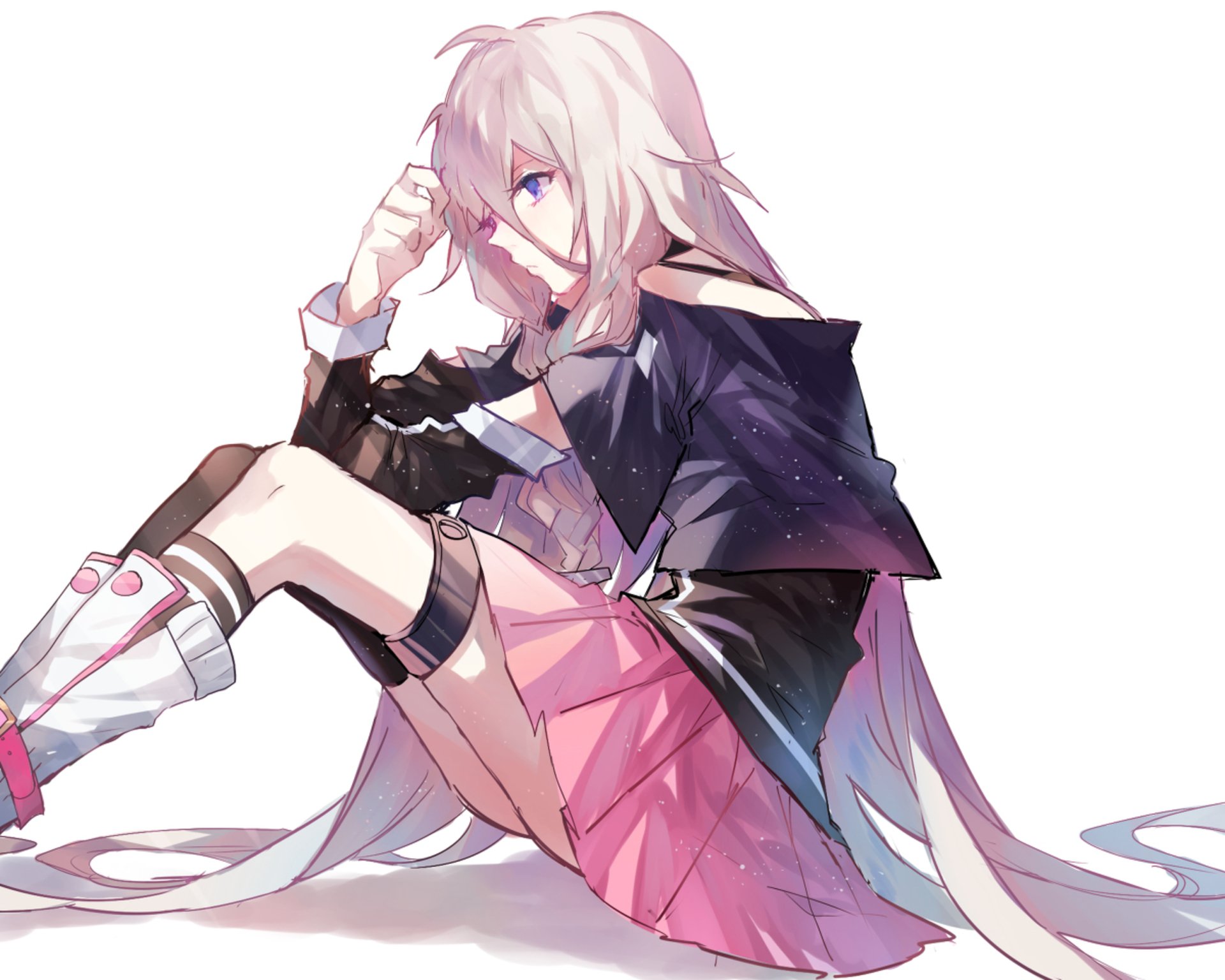Download IA (Vocaloid) Dress Long Hair White Hair Blue Eyes Anime Vocaloid HD Wallpaper by Kane