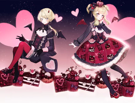 wings short hair heart chocolate cake blonde Anime Original HD Desktop Wallpaper | Background Image