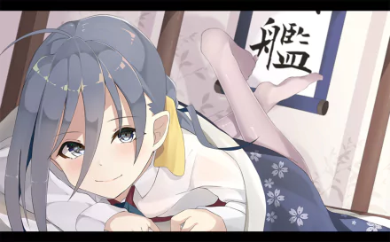 Kiyoshimo (Kancolle) blue eyes blue hair long hair Anime Kantai Collection HD Desktop Wallpaper | Background Image