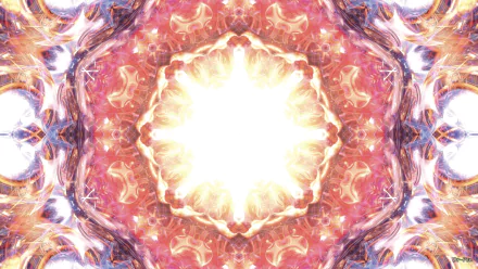 Bright yellow abstract mandala pattern featuring vivid colors and intricate designs, creating a striking visual effect for a HD desktop wallpaper.