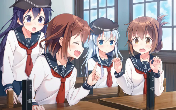 Ikazuchi (Kancolle) Inazuma (Kancolle) Akatsuki (KanColle) Hibiki (Kancolle) short hair long hair purple hair brown hair white hair Anime Kantai Collection HD Desktop Wallpaper | Background Image