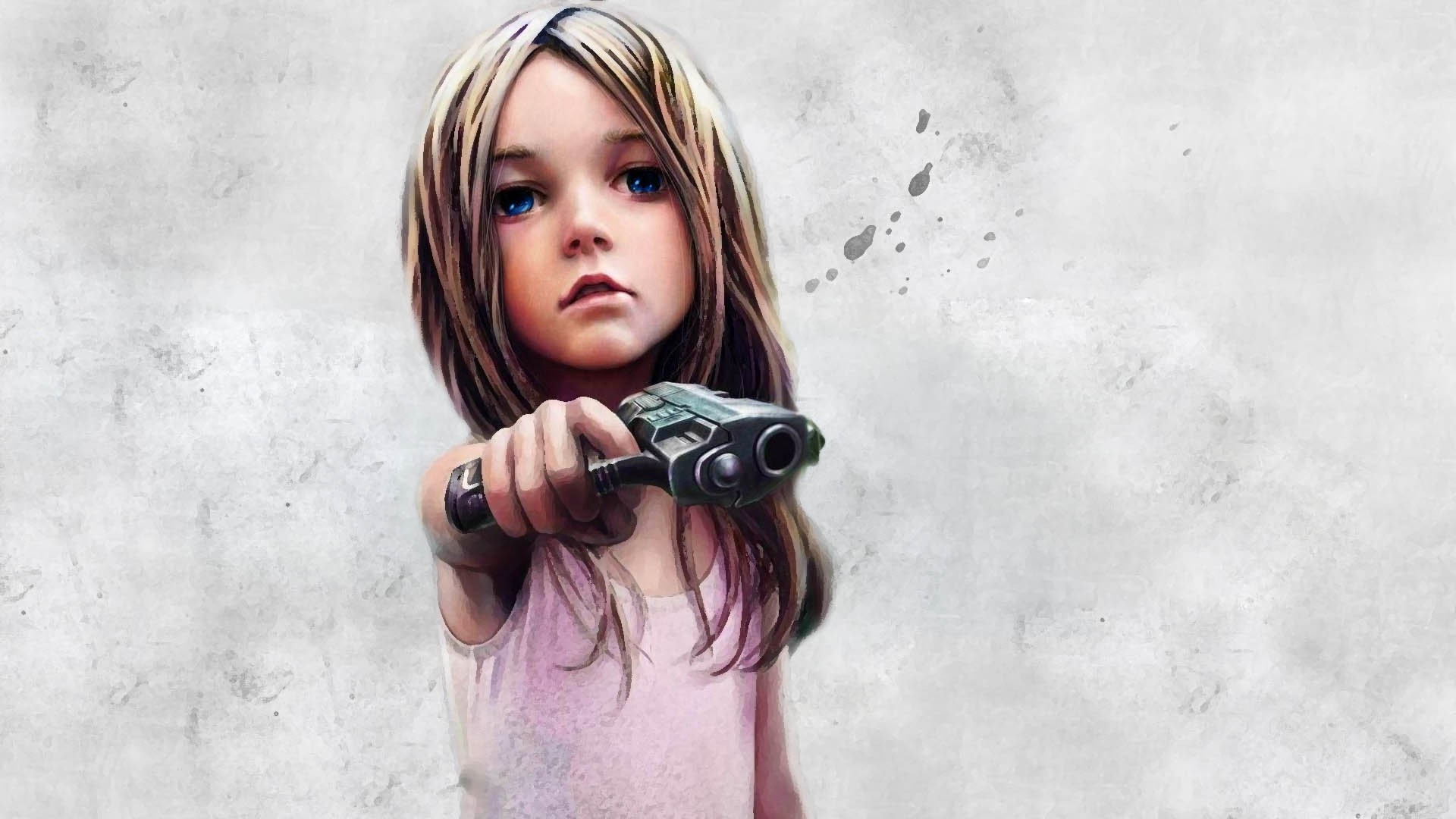 little girl with gun art