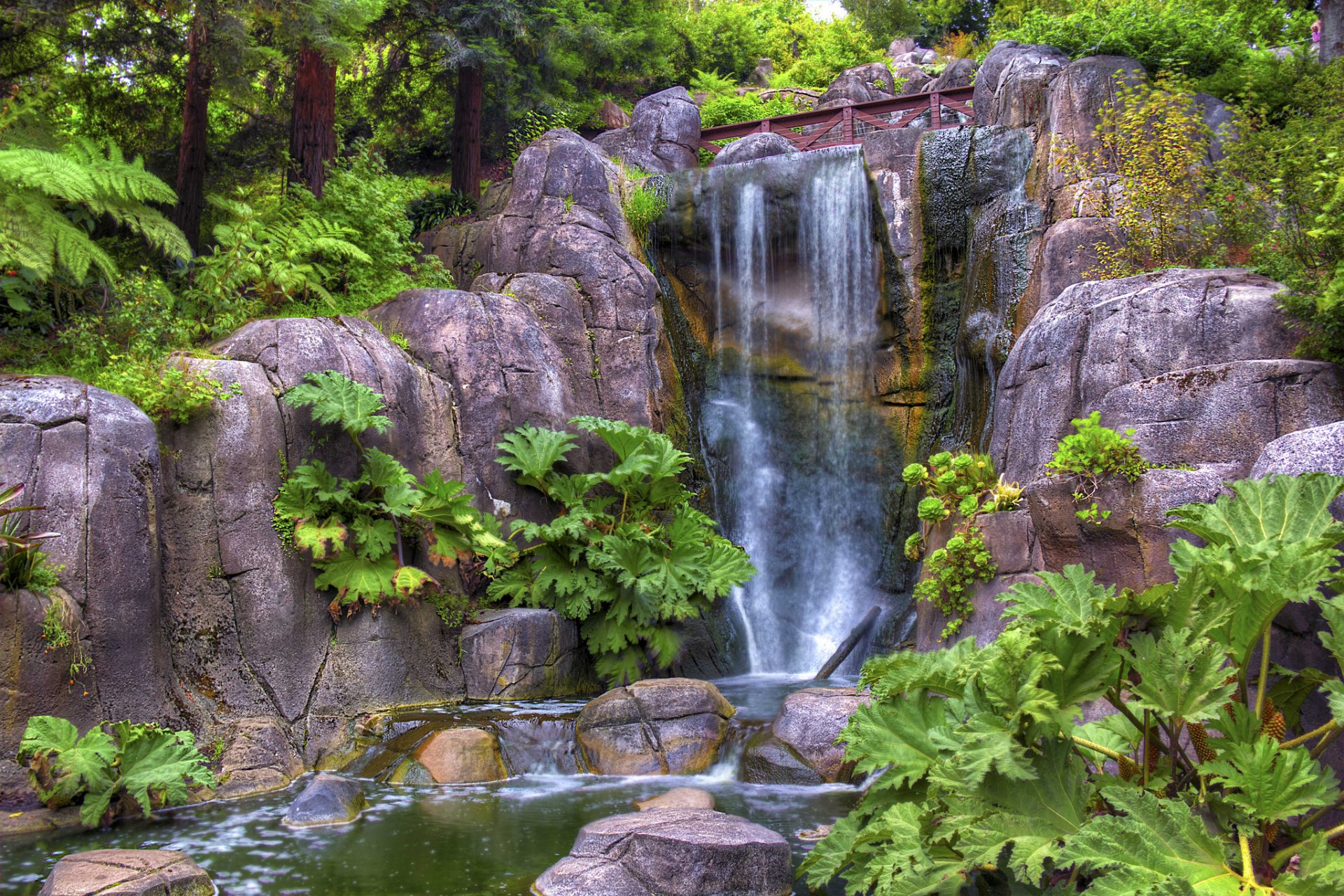 Download Garden Stream Nature Waterfall HD Wallpaper