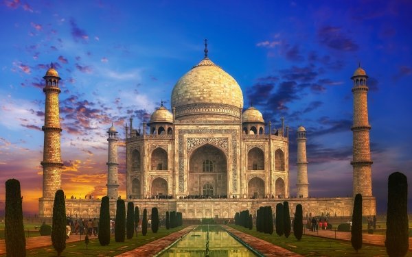 Man Made Taj Mahal Monuments Uttar Pradesh Agra India Sunset Dome Mausoleum HD Wallpaper | Background Image