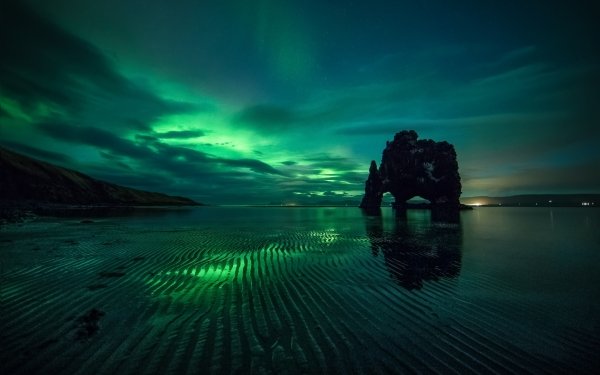 Earth Aurora Borealis Nature Night Arch Sky Sand HD Wallpaper | Background Image