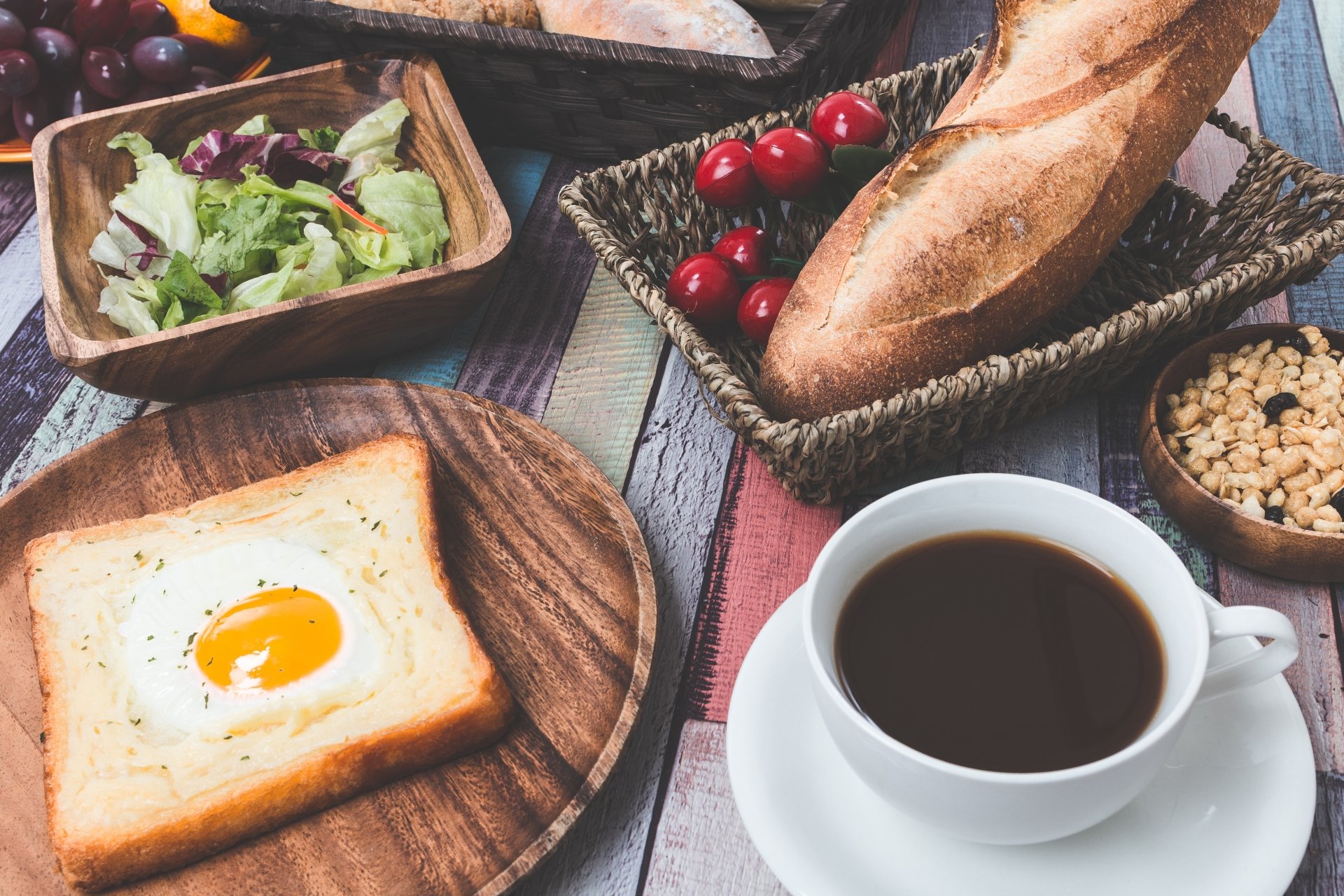 Download Fruit Cup Bread Basket Still Life Toast Coffee Egg Food ...