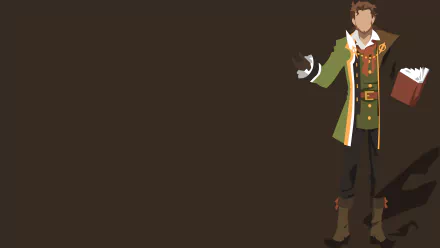 Minimalist HD wallpaper featuring Caster of Red, William Shakespeare, from Fate/Apocrypha, with a dark background and the anime character holding a book.