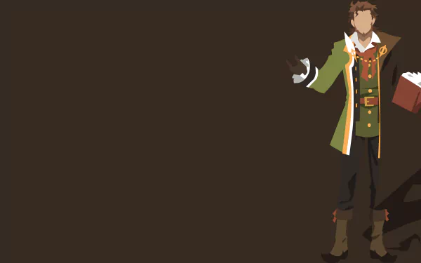 Minimalist HD wallpaper featuring Caster of Red, William Shakespeare, from Fate/Apocrypha, with a dark background and the anime character holding a book.