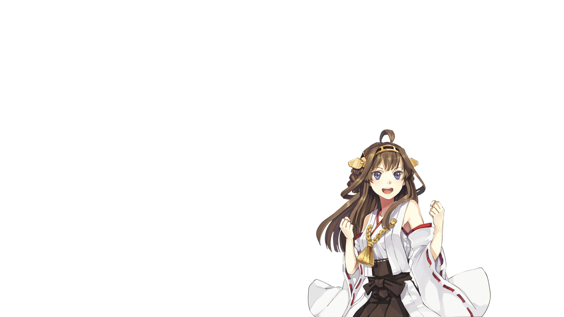 HD PC desktop wallpaper featuring Kongou from Kantai Collection in vibrant anime style with a cheerful expression and traditional outfit.