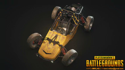 HD wallpaper of a yellow buggy from PlayerUnknown's Battlegrounds against a dark background with the game's logo.