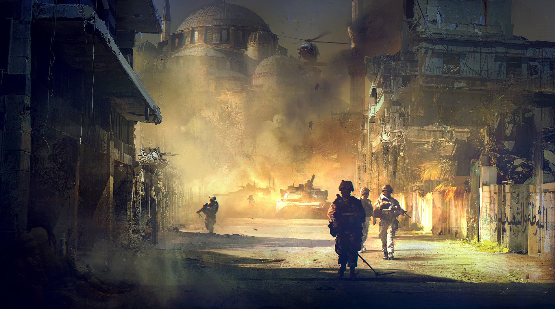 Download Helicopter Weapon Gun Ruin Tank Warzone Military Soldier Wallpaper by Sergey Zabelin