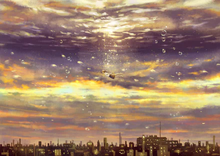 light building city water fantasy cloud sky Anime Original Sky Anime anime city fantasy city fantasy anime HD Desktop Wallpaper | Background Image
