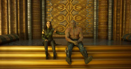 Dave Bautista Drax The Destroyer Pom Klementieff Mantis (Marvel Comics) movie Guardians of the Galaxy Vol. 2 HD Desktop Wallpaper | Background Image
