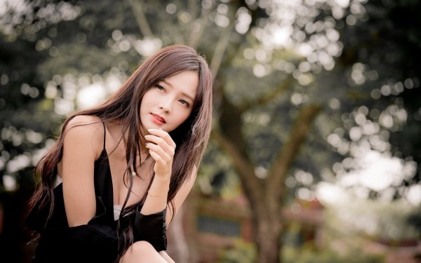 Women Asian Model Brunette Depth Of Field Janice HD Wallpaper | Background Image