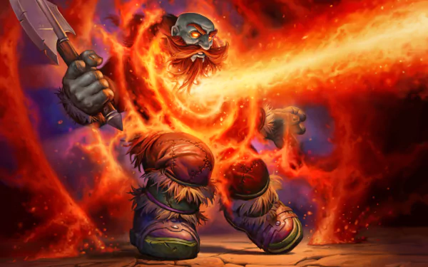 warrior fire magic axe dwarf video game World of Warcraft HD Desktop Wallpaper | Background Image