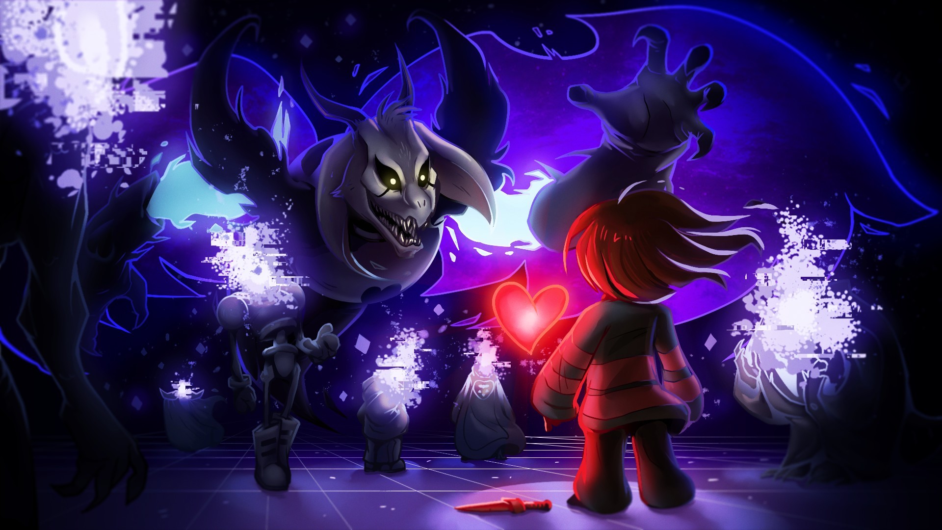 Undertale, Frisk, Sans, fighting HD wallpaper