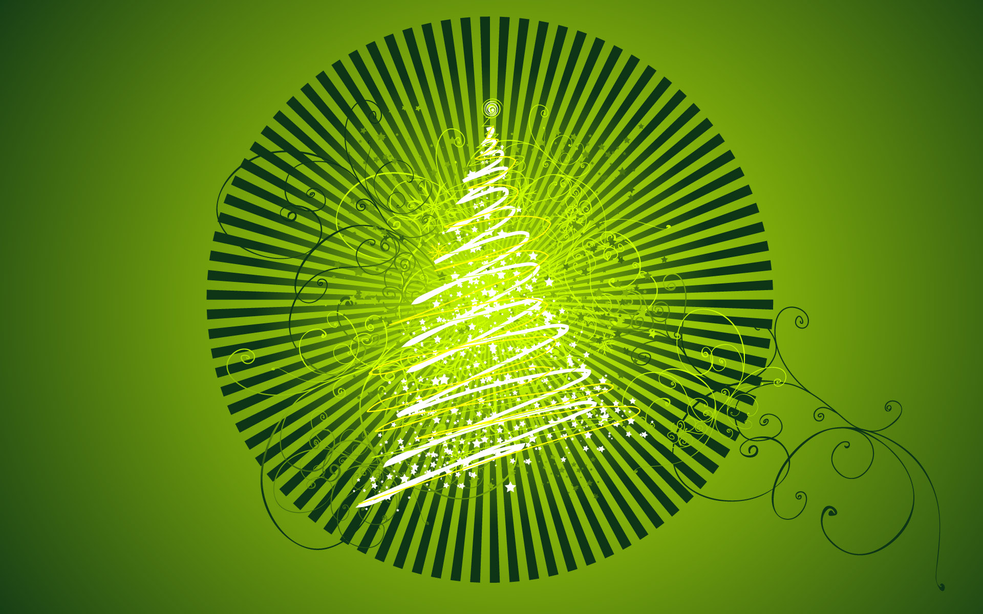 Christmas-themed minimalist green desktop wallpaper.